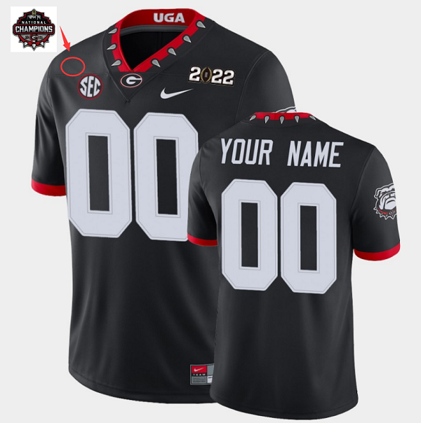 Men's Georgia Bulldogs Customized 2021/22 Black CFP National Champions Stitched Jersey